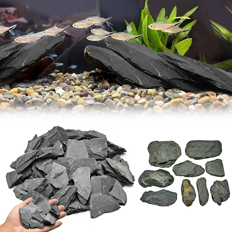 Fish Tank Gravel - 500/1000g Aquarium-Landschaftsstein-Set Schieferfelsen Terrarium-Dekorationen Wasserspiel-Zubehör ZYF