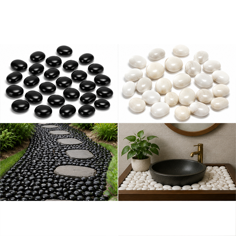 Weiß-schwarze polierte Flussst – Fish Tank Gravel Bewertung und Preis